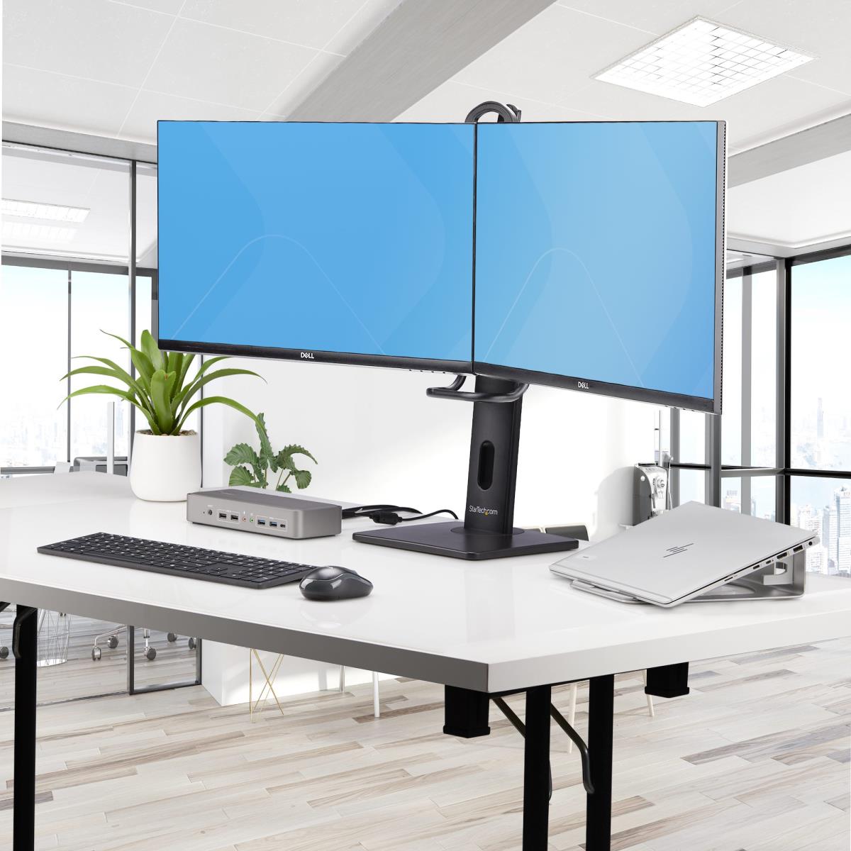 Crossbar Dual Monitor Stand - Double 27inch Screens Vesa Mount