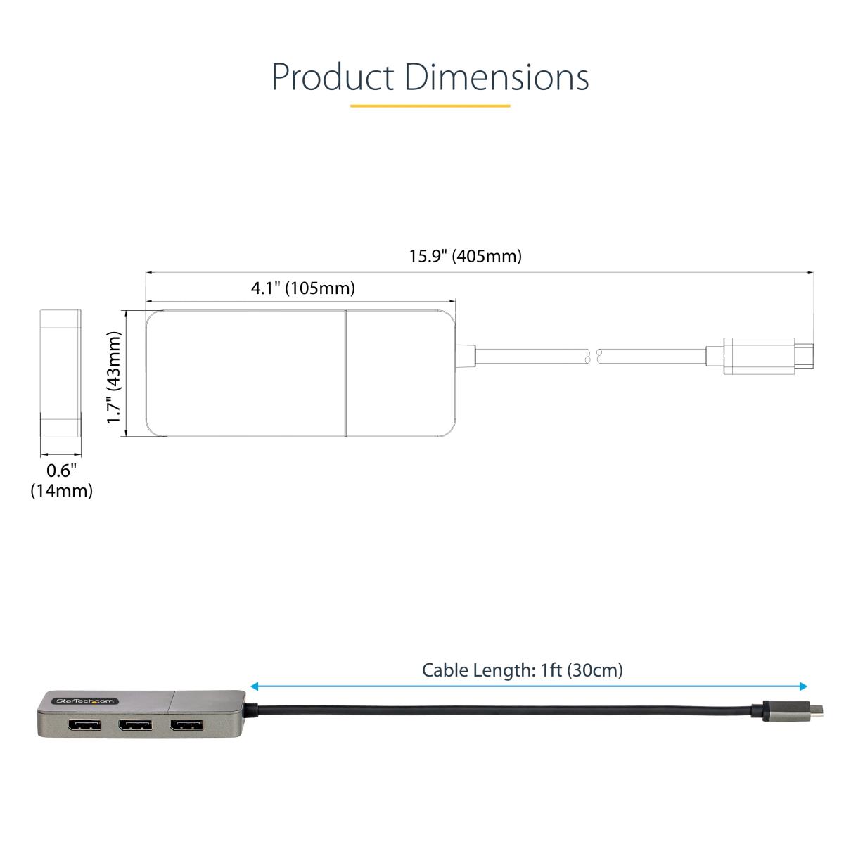 USB-c To Triple Dp Mst Hub - DisplayPort 1.4 4k 60hz