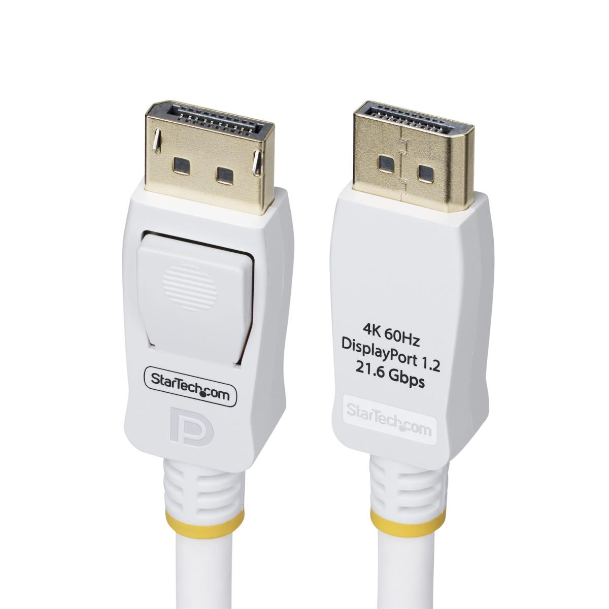 Vesa Certified DisplayPort 1.2 Cable, 4k 60hz, 21.6gbps, Latching Dp Connectors, Dp 1.2 DisplayPort Cable, Dp Monitor Cord, M/m 3m White