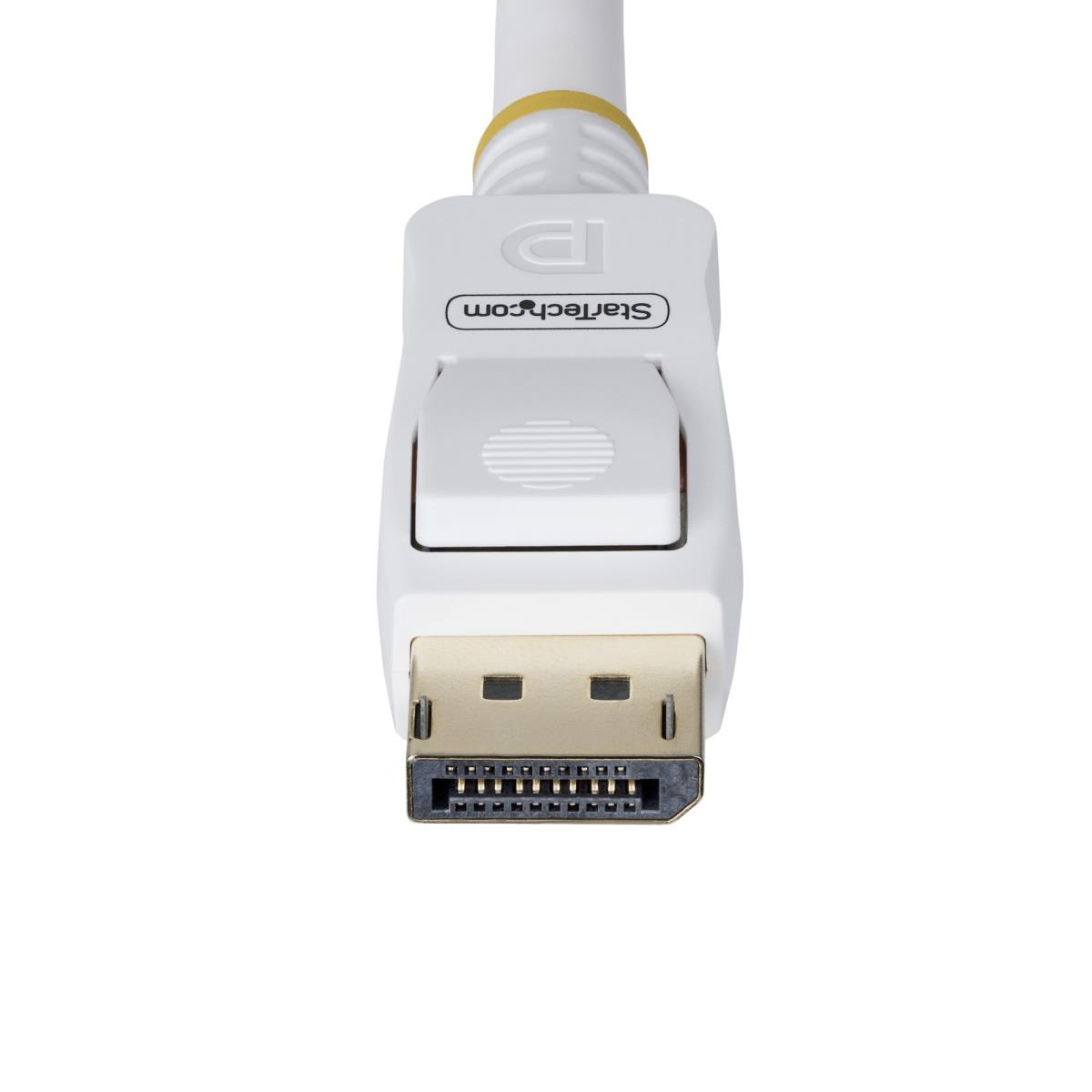 Vesa Certified DisplayPort 1.2 Cable, 4k 60hz, 21.6gbps, Latching Dp Connectors, Dp 1.2 DisplayPort Cable, Dp Monitor Cord, M/m 3m White