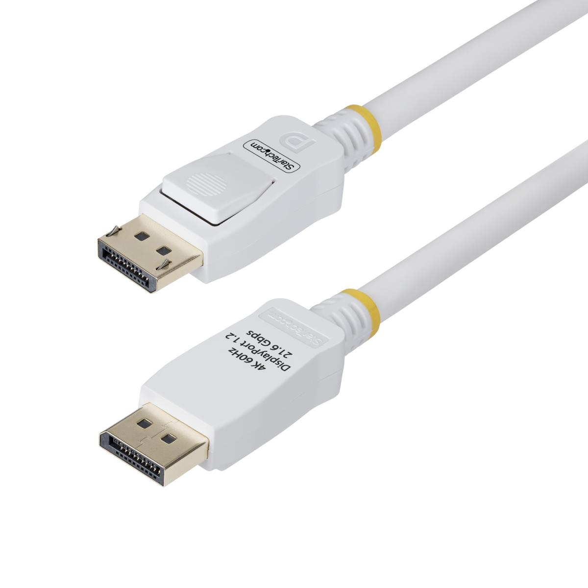 Vesa Certified DisplayPort 1.2 Cable, 4k 60hz, 21.6gbps, Latching Dp Connectors, Dp 1.2 DisplayPort Cable, Dp Monitor Cord, M/m 3m White