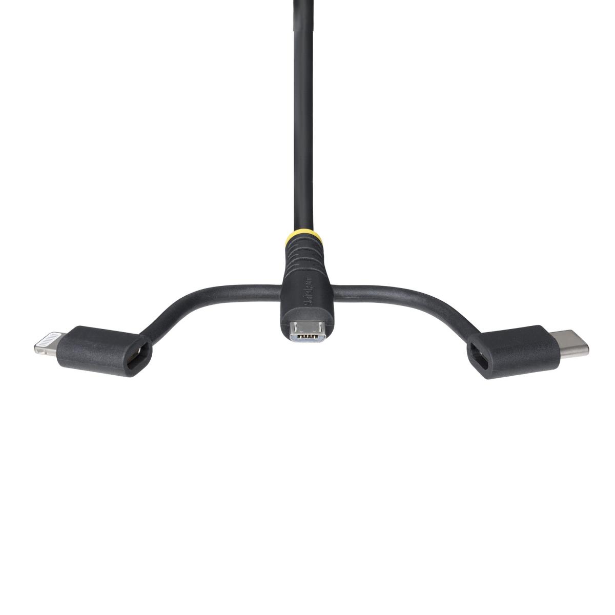 Rugged Multi-charger Cable - USB-a To Lightning/ USB-c/micro-b - Black - 1m