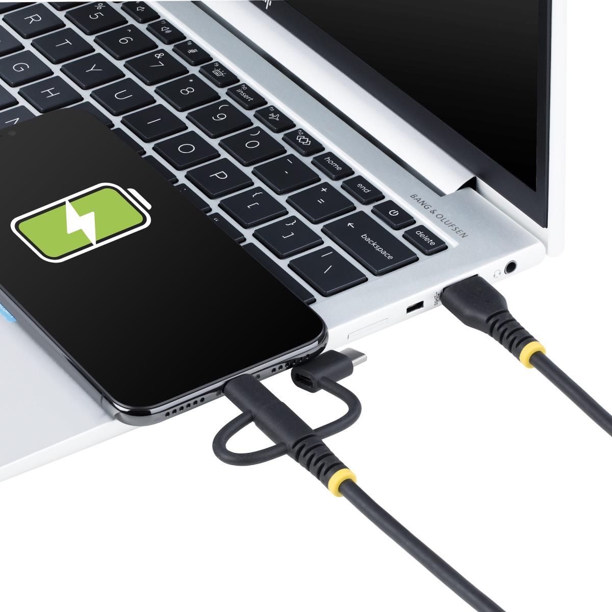 Rugged Multi-charger Cable - USB-a To Lightning/ USB-c/micro-b - Black - 1m