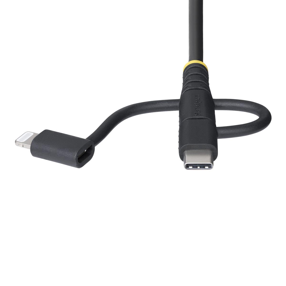 Rugged Multi-charger Cable - USB-a To Lightning/ USB-c/micro-b - Black - 1m
