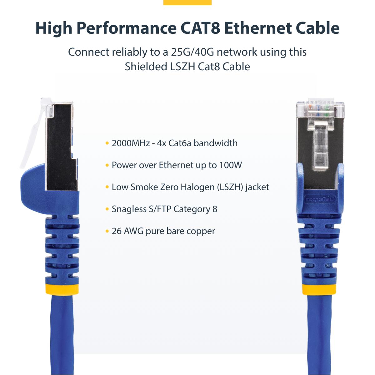 Patch Cable - Cat8 - S/ftp - Snagless - 1m - Blue