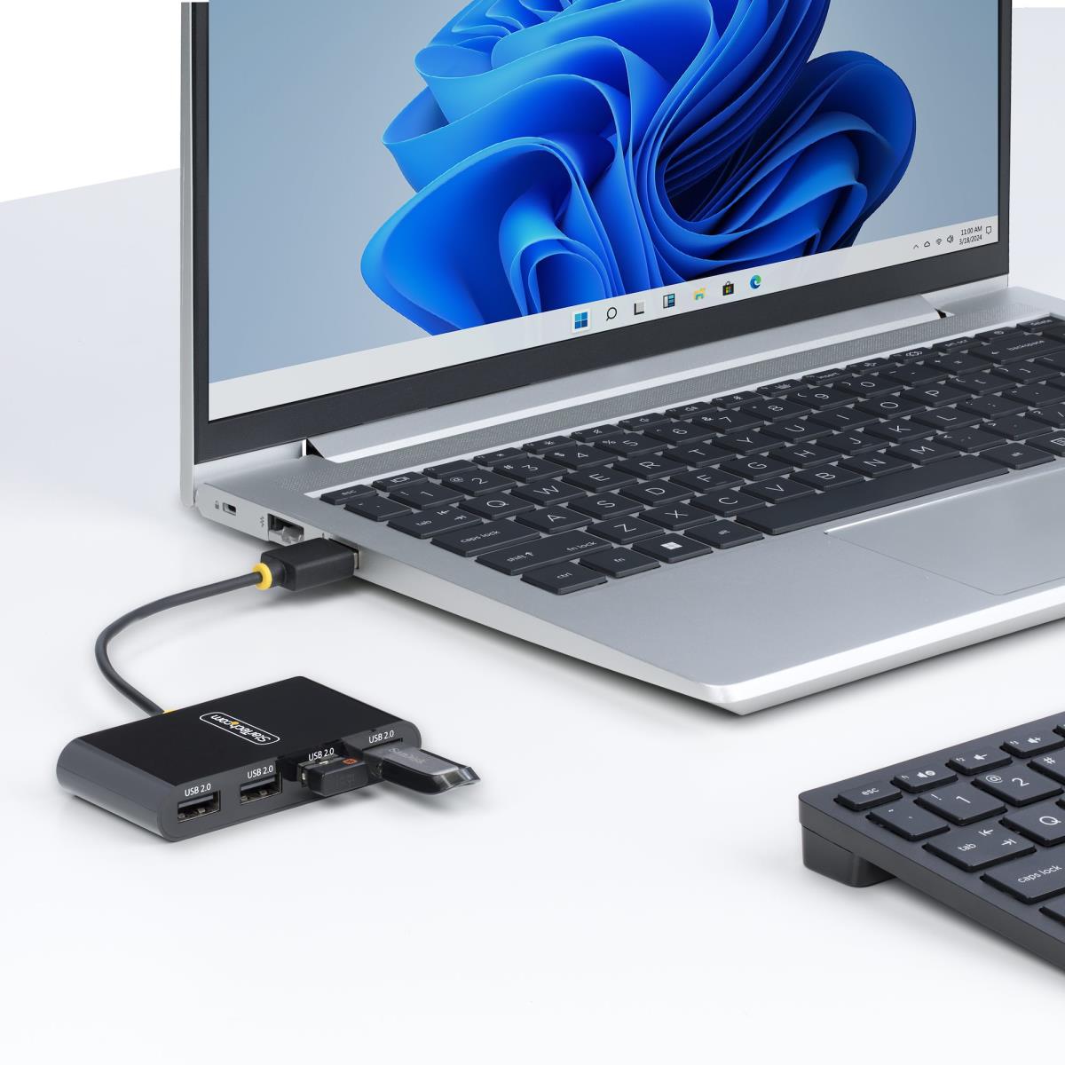 Portable Hub - 4-port USB 2.0 With Built-in Cable