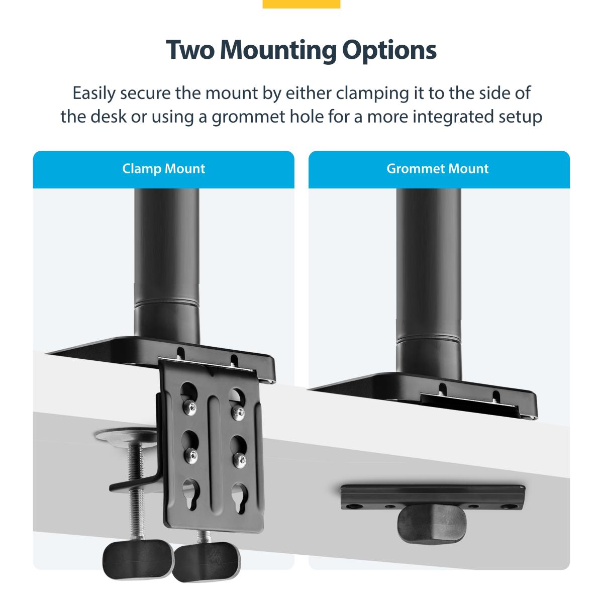 Monitor Desk Mount For Up To 49in Ultrawide Curved Screens Max 44lb - Mechanical Spring Arm - C-clamp/grommet - Tool-less Adjustment