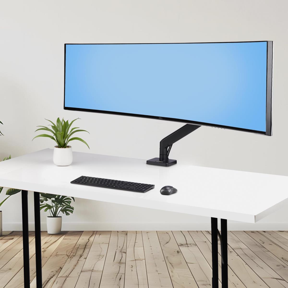 Monitor Desk Mount For Up To 49in Ultrawide Curved Screens Max 44lb - Mechanical Spring Arm - C-clamp/grommet - Tool-less Adjustment