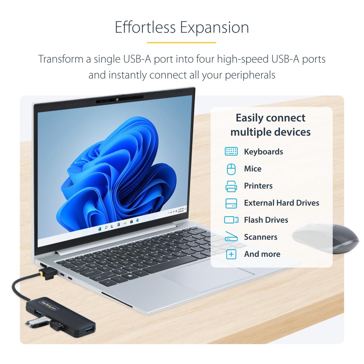 USB-a Hub 4-port 5gbps USB Bus Powered