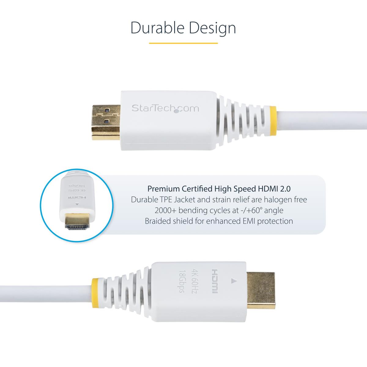 Premium Certified Hdmi Cable Hdmi Cord/4k 60hz/hdr1 6ft White