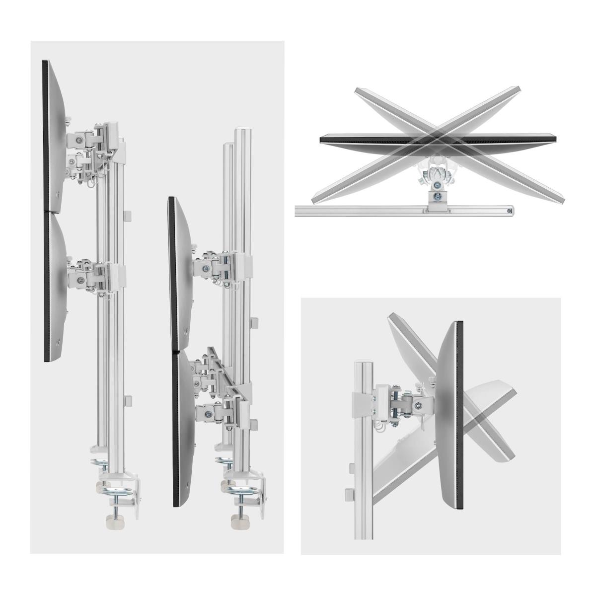Six-monitor Desk Mount Crossbar - Max 32in Screens/17.6lb Each/v