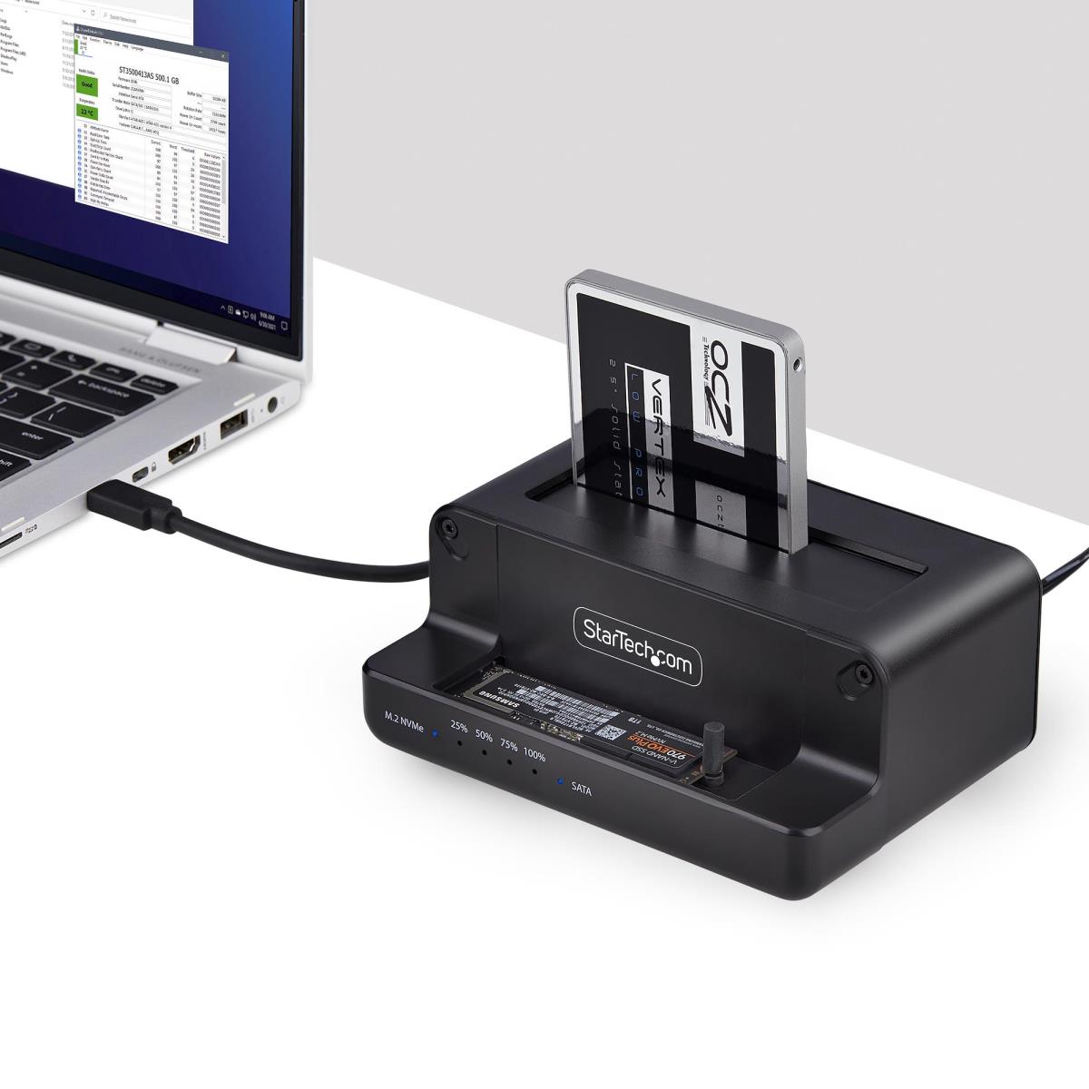 SATA Drive Duplicator - M.2 Nvme To 2.5/3.5in Dual Bay Standalone SSD Cloner/drive Dock, Bidirectional Nvme To SATA / SATA To Nvme
