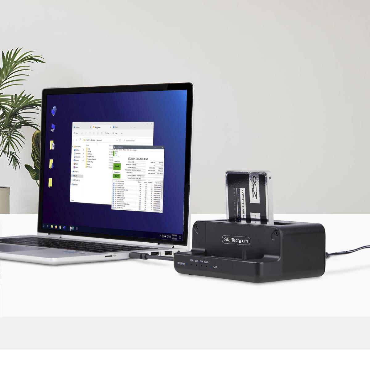 SATA Drive Duplicator - M.2 Nvme To 2.5/3.5in Dual Bay Standalone SSD Cloner/drive Dock, Bidirectional Nvme To SATA / SATA To Nvme