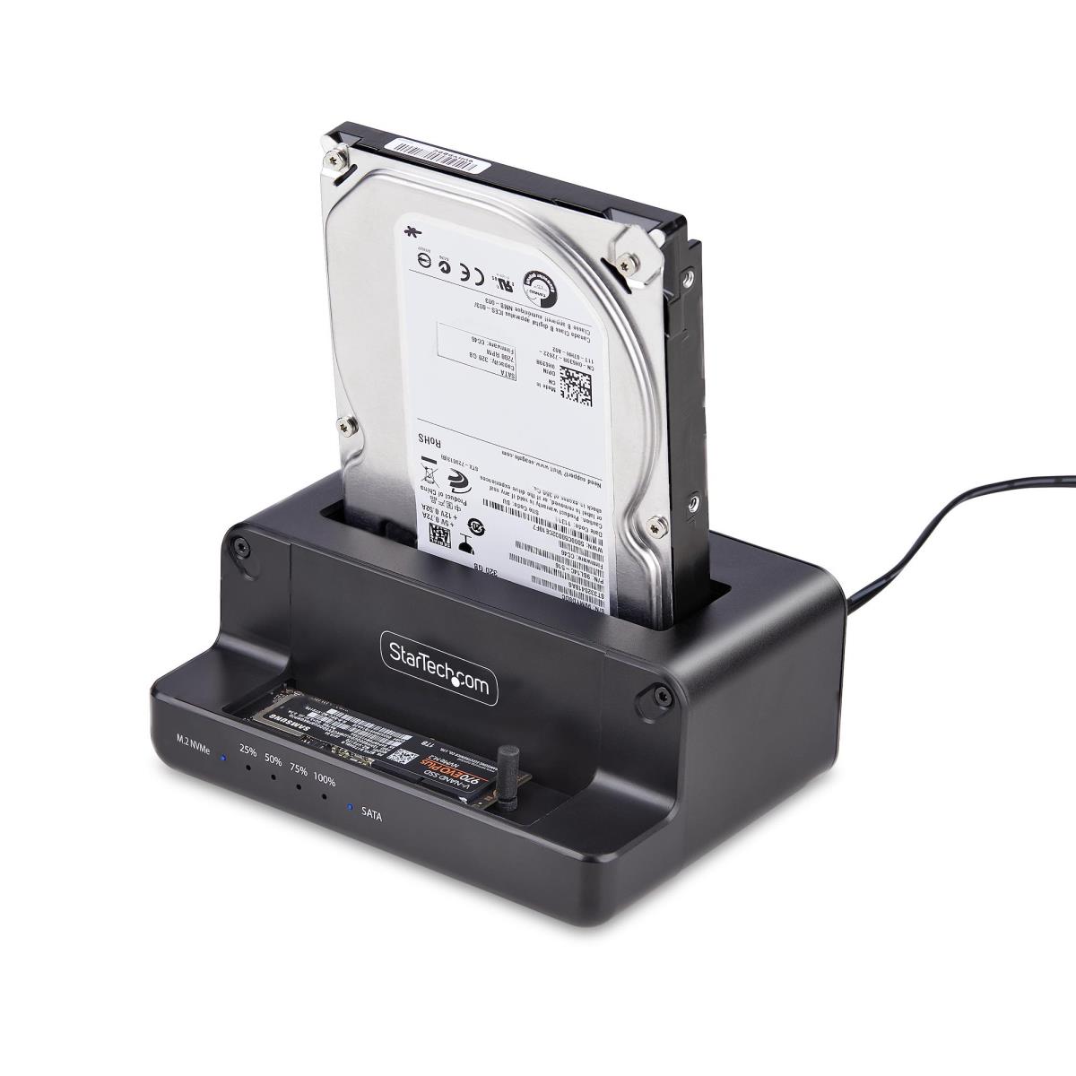 SATA Drive Duplicator - M.2 Nvme To 2.5/3.5in Dual Bay Standalone SSD Cloner/drive Dock, Bidirectional Nvme To SATA / SATA To Nvme