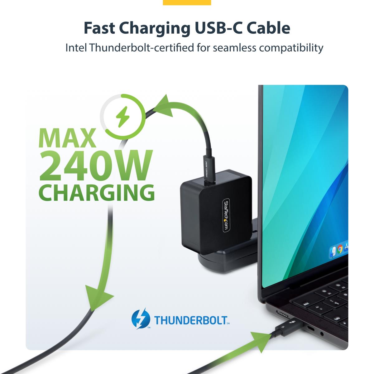 Thunderbolt 5 Cable, 80gbps/up To 120gbps, 240w Pd, 8k 60hz, Certified Thunderbolt Cable 50cm