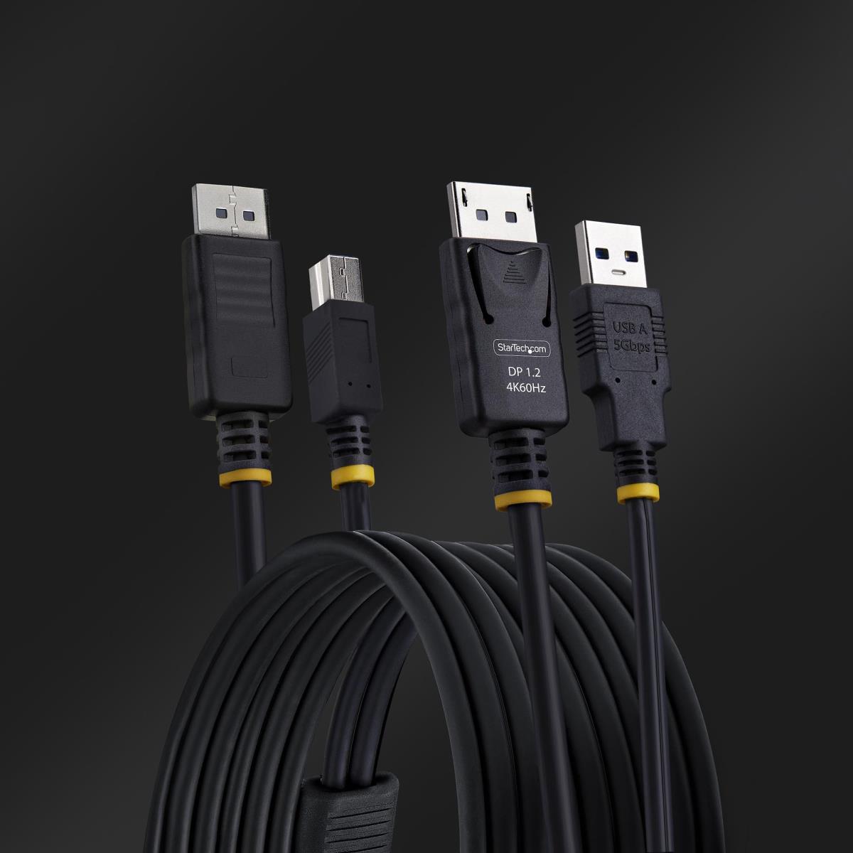 DisplayPort And USB 5gbps KVM Cable 4k 60hz, Universally Compatible Dp 1.2/USB 3.0 1.8m