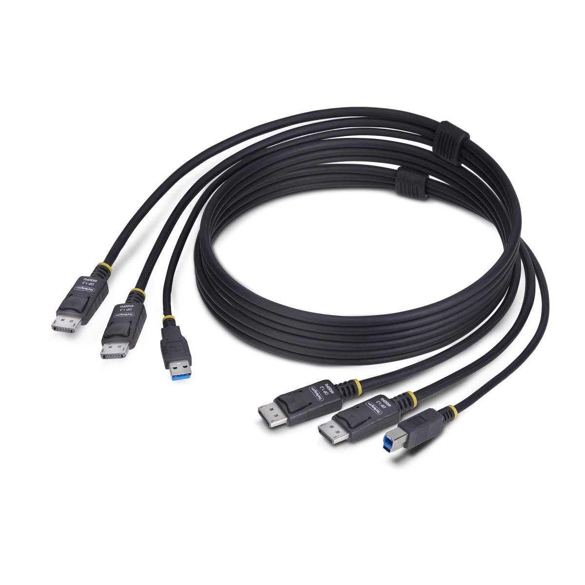 Dual-DisplayPort And USB 5gbps KVM Cable, 4k 60hz, Universally Compatible Dp 1.2/USB 3.0 1.8m