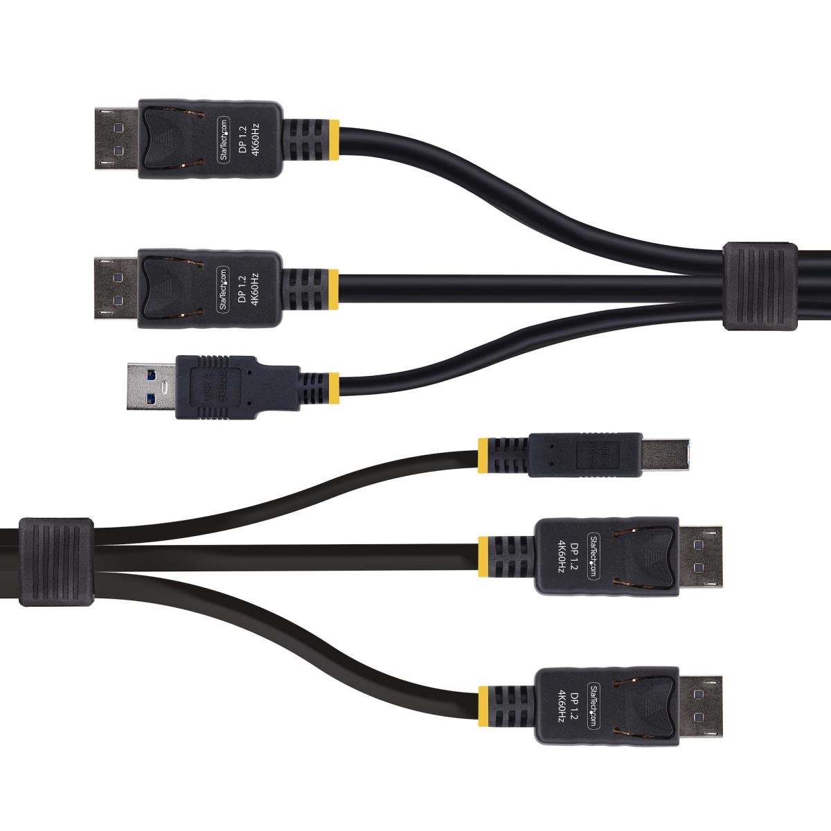 Dual-DisplayPort And USB 5gbps KVM Cable, 4k 60hz, Universally Compatible Dp 1.2/USB 3.0 1.8m