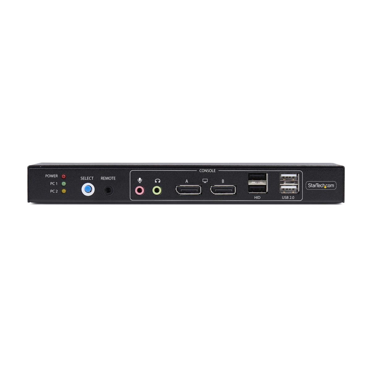 Dual-monitor DisplayPort KVM Switch 2-port With Dual View Video Matrix, 4k 60hz, 4x USB Hub Ports, Hotkey Switching