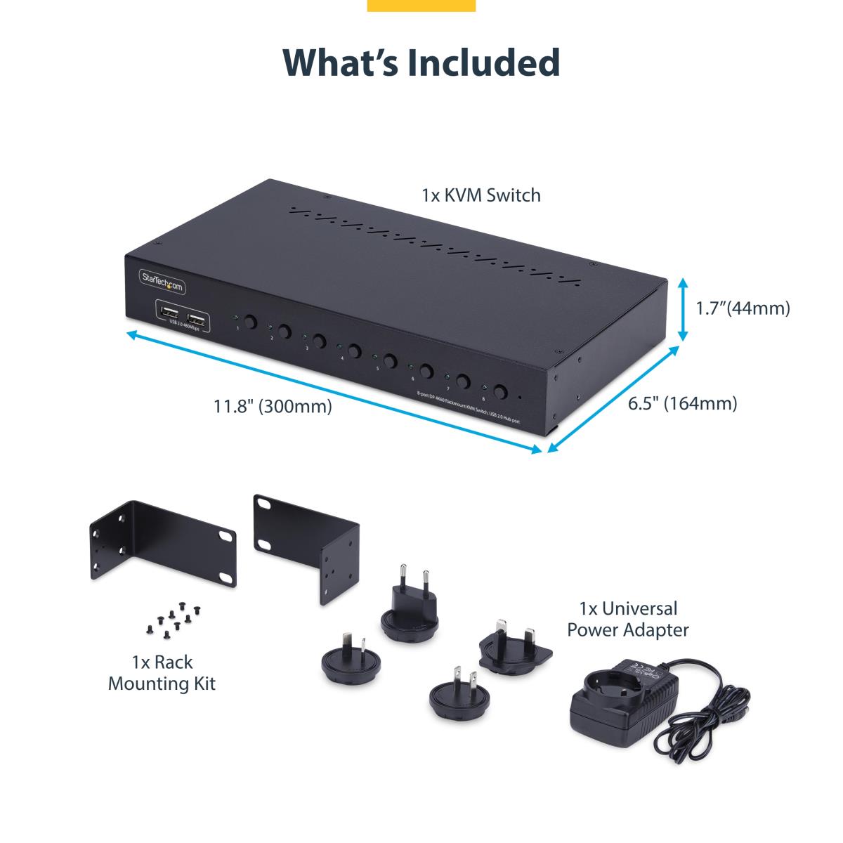 DisplayPort KVM Switch 8-port With 1u Rack Mount Kit