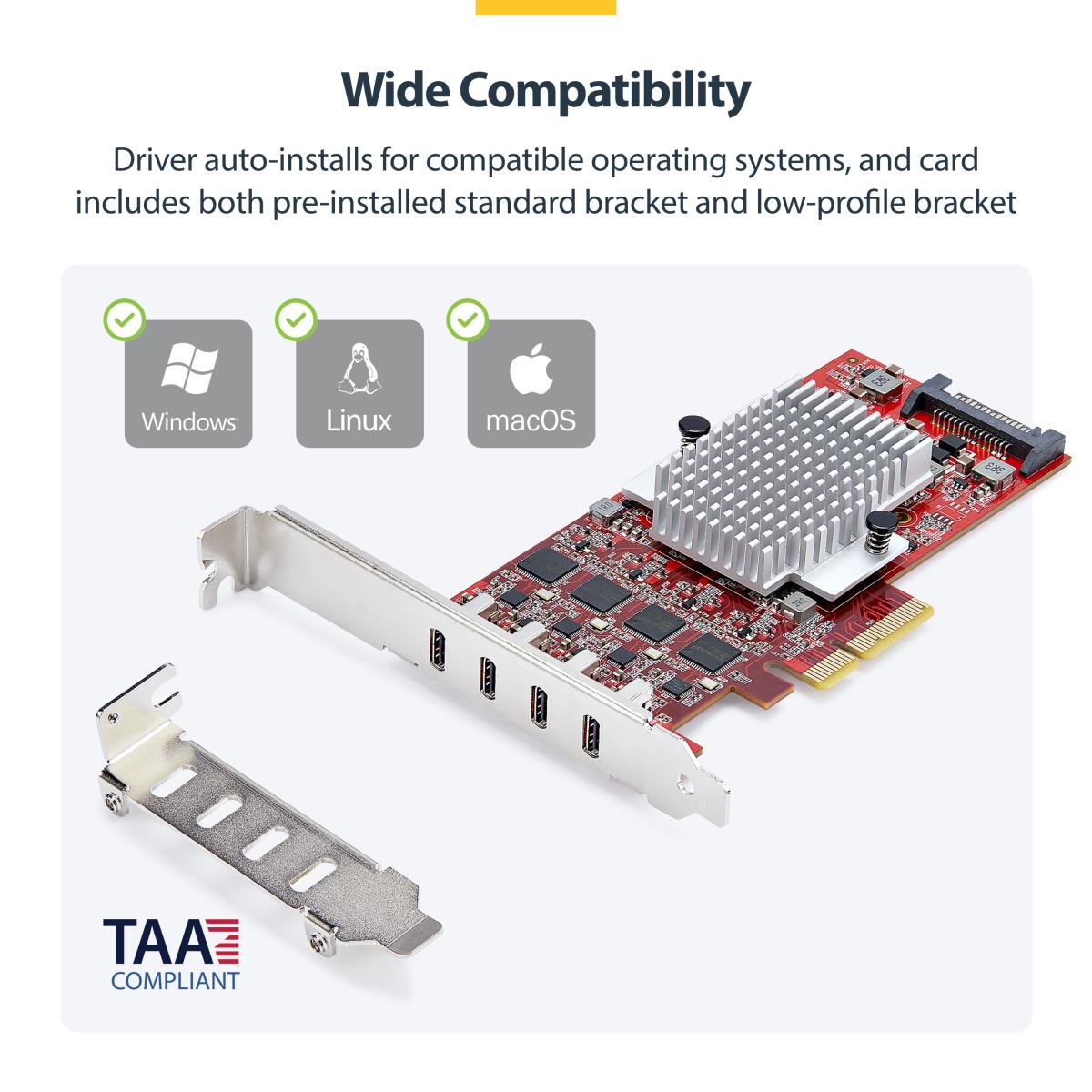 USB Controllers Pci-e Expansion Card - 4-port USB Type-c Pcie Card, USB 3.2 10gbps, USB-c - 4x Independent