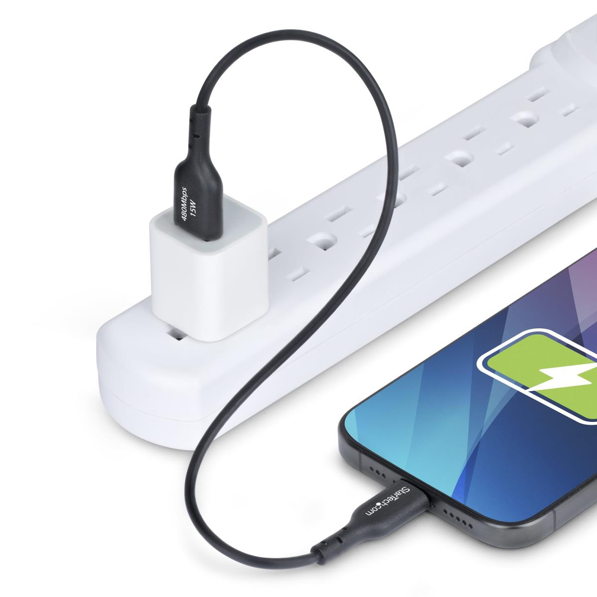 USB Charging Cord - USB-a To USB-c 3a, USB 2.0, Tpe Jacket - 1ft Black