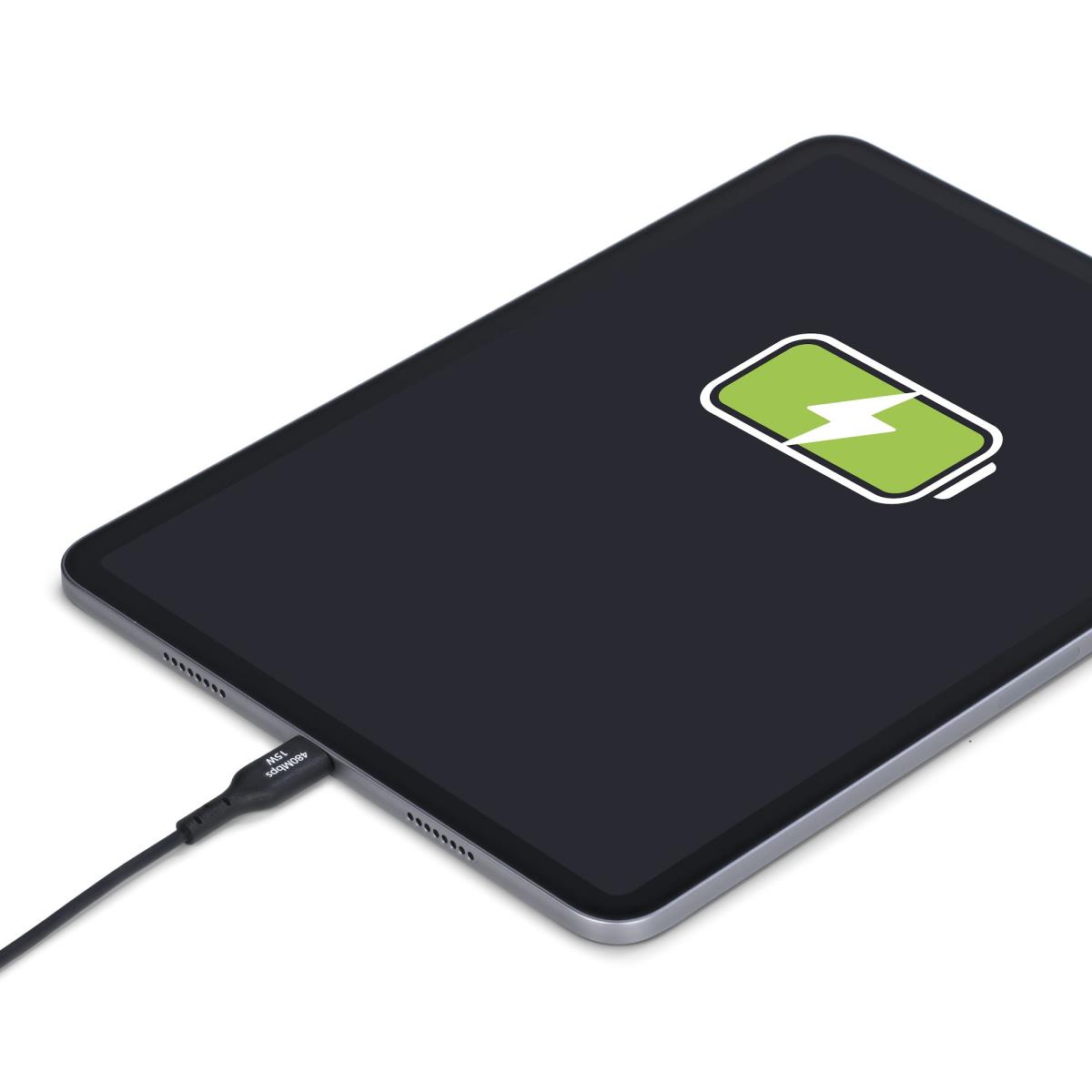 USB Charging Cord - USB-a To USB-c 3a, USB 2.0, Tpe Jacket - 15cm Black