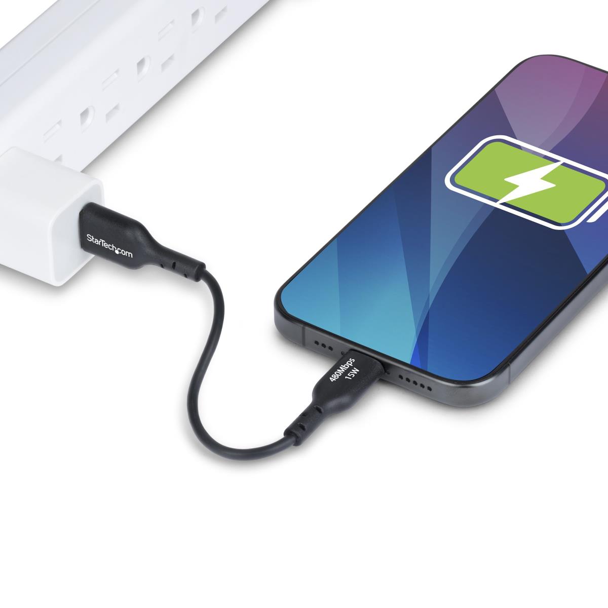 USB Charging Cord - USB-a To USB-c 3a, USB 2.0, Tpe Jacket - 15cm Black