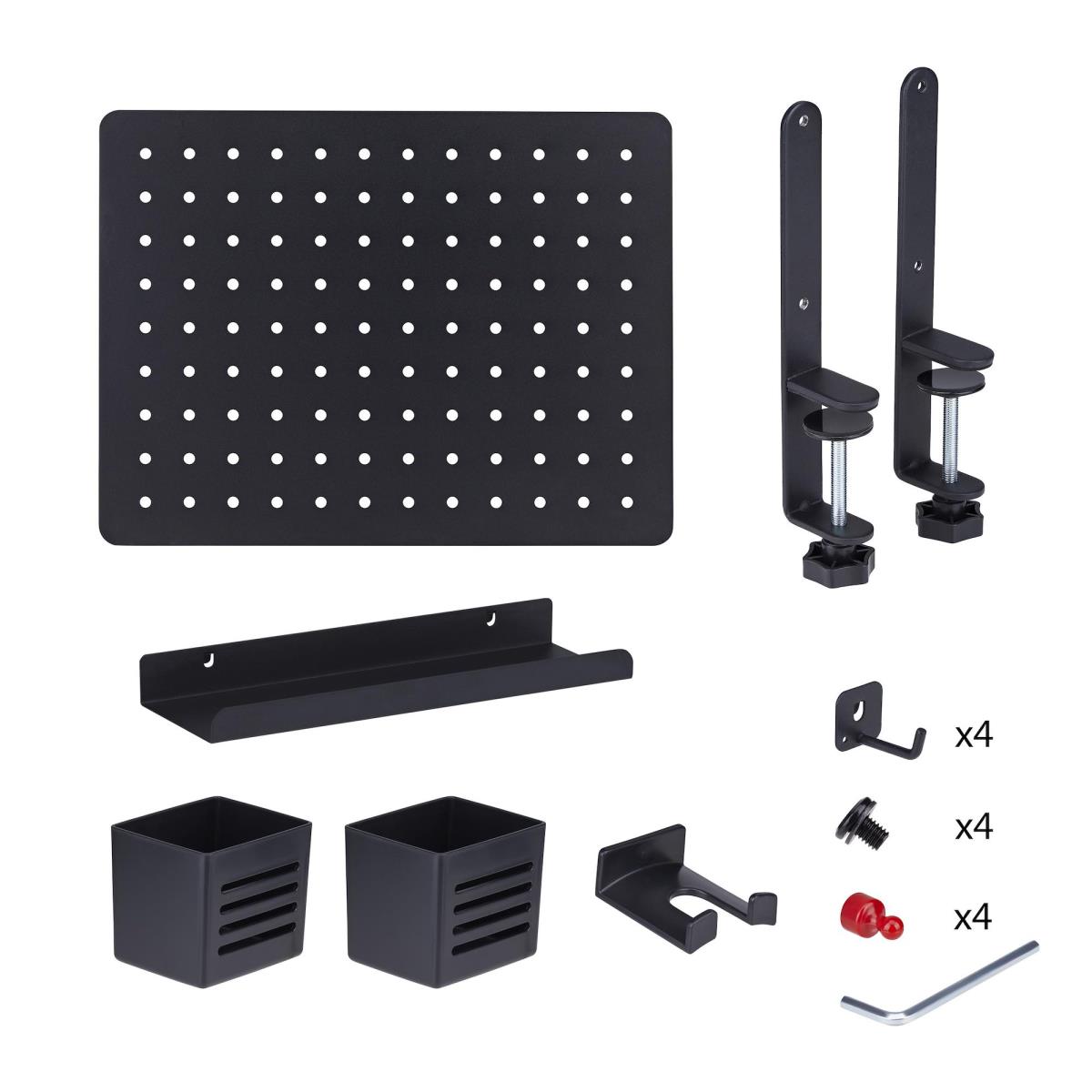 Clamp-on Pegboard Organizer - With Accessories Steel Black