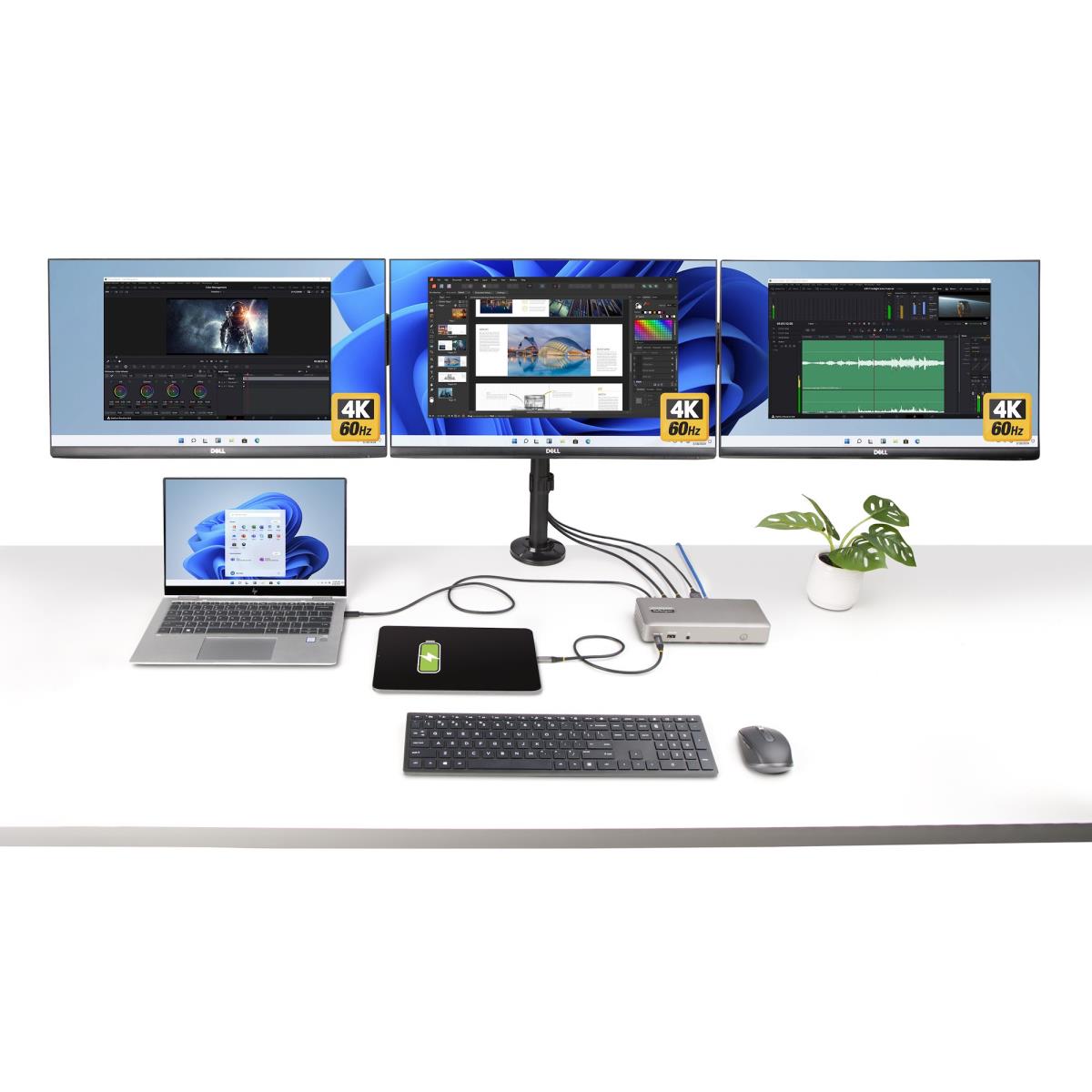 Triple-monitor USB4 Dock - USB-c Dock 4k 60hz 100w Pd