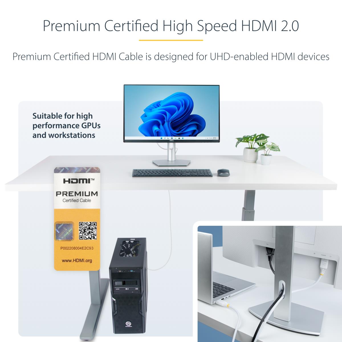 Premium Certified High Speed Hdmi Cable 4k 60hz/1440p 144hz Hdr10/hdcp 2.2/arc 18gbp 3m