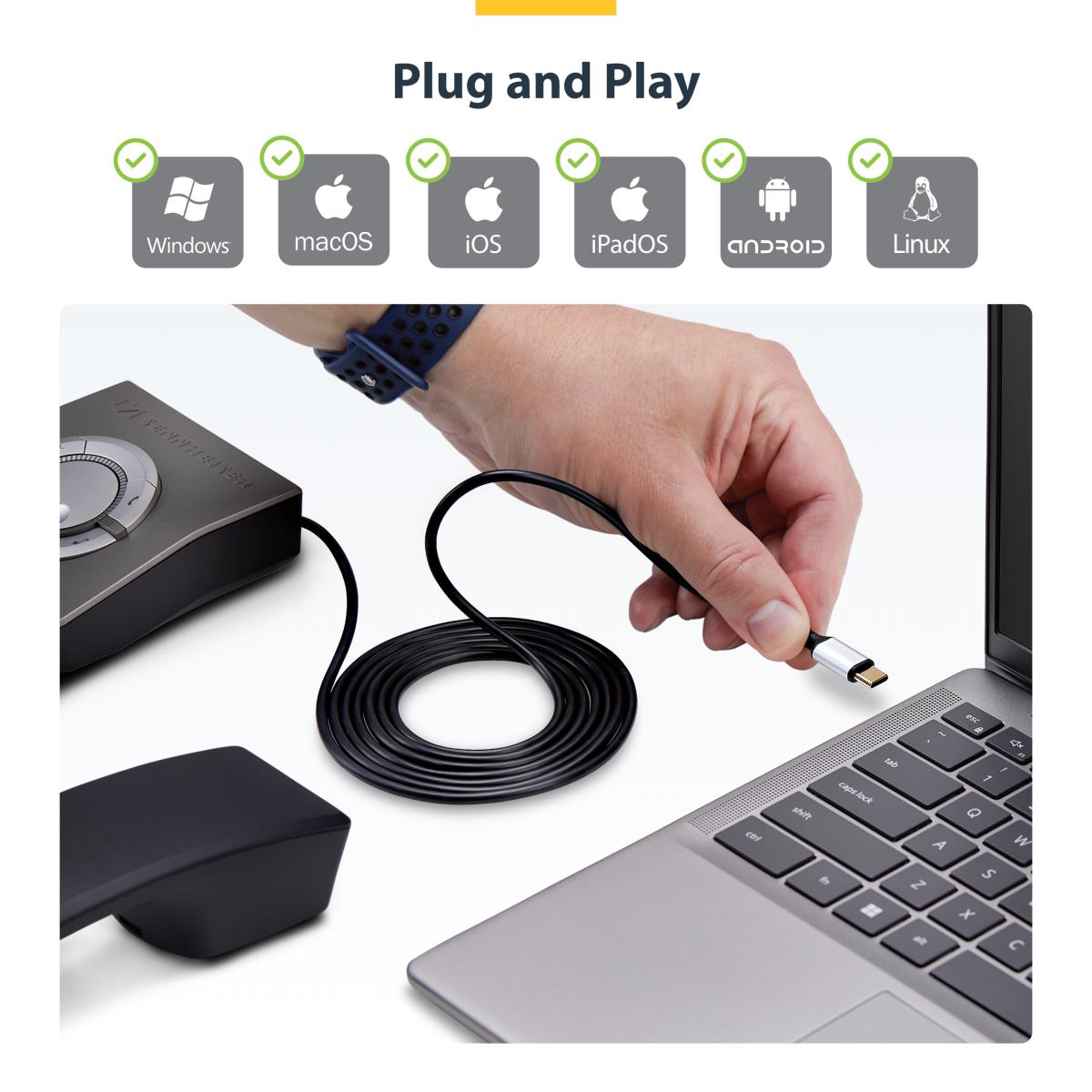 USB-c To Rj9 Adapter For Office Phone Handset Or Wired/wireless Headset