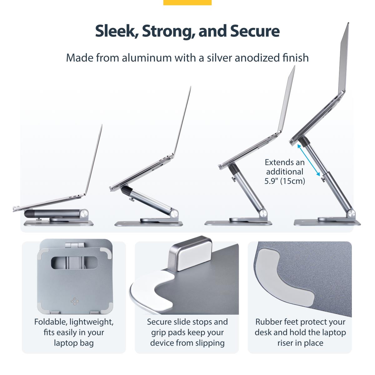 Telescopic Laptop Stand - 360 Swivel Base Rotating Computer Riser For Desk