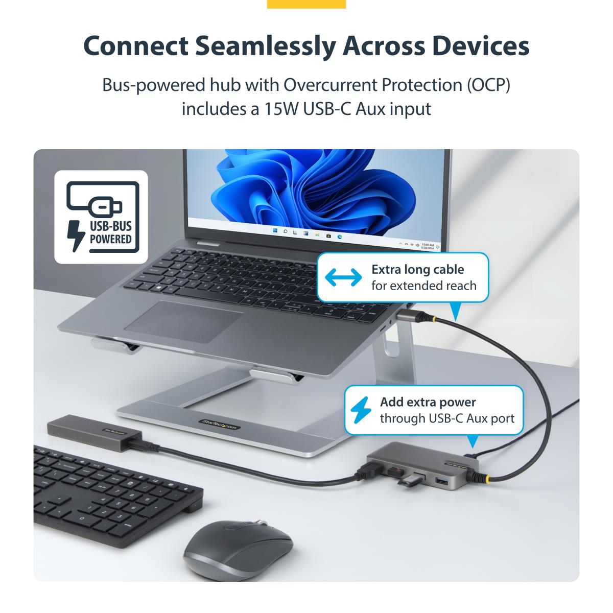 Hub - 4-port USB-a 5gbps, Bus Powered