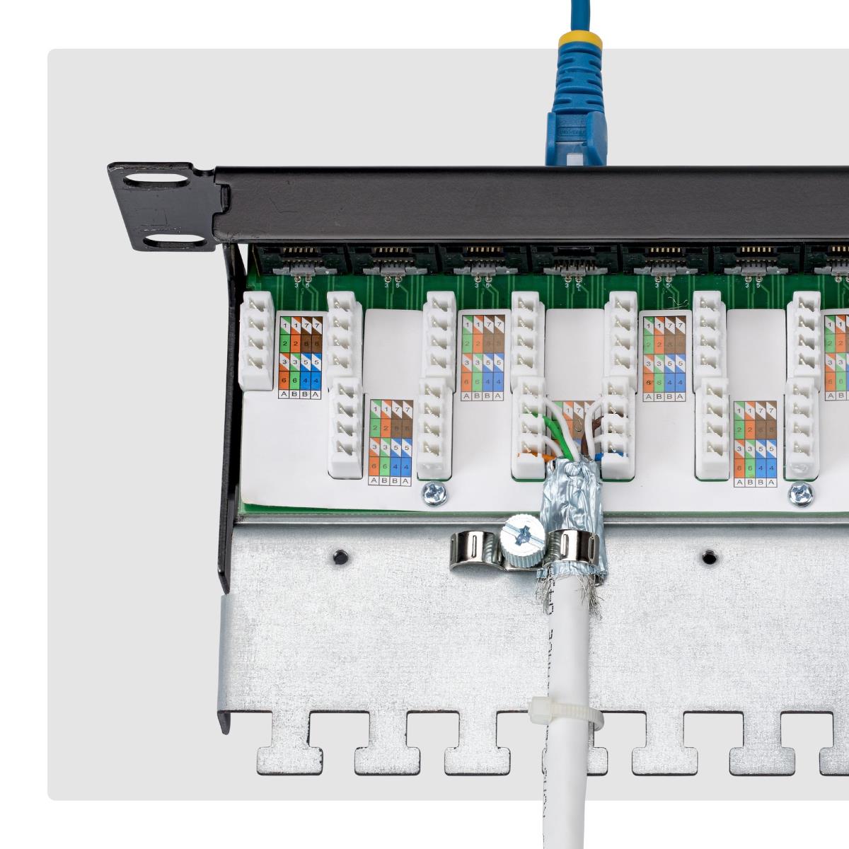 Through Patch Panel 1u Feed 110 Punch Down/CAT6a Stp