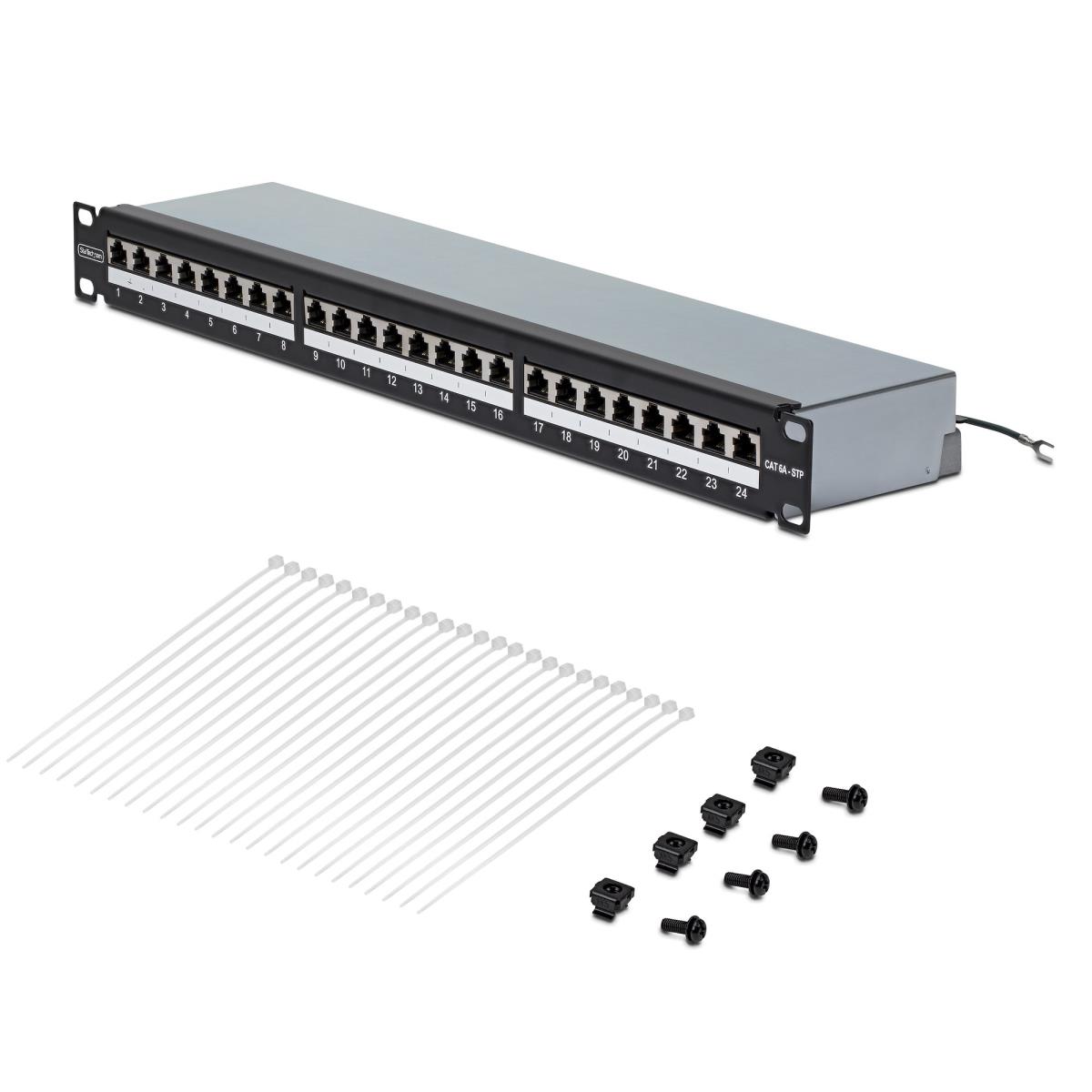 Through Patch Panel 1u Feed 110 Punch Down/CAT6a Stp