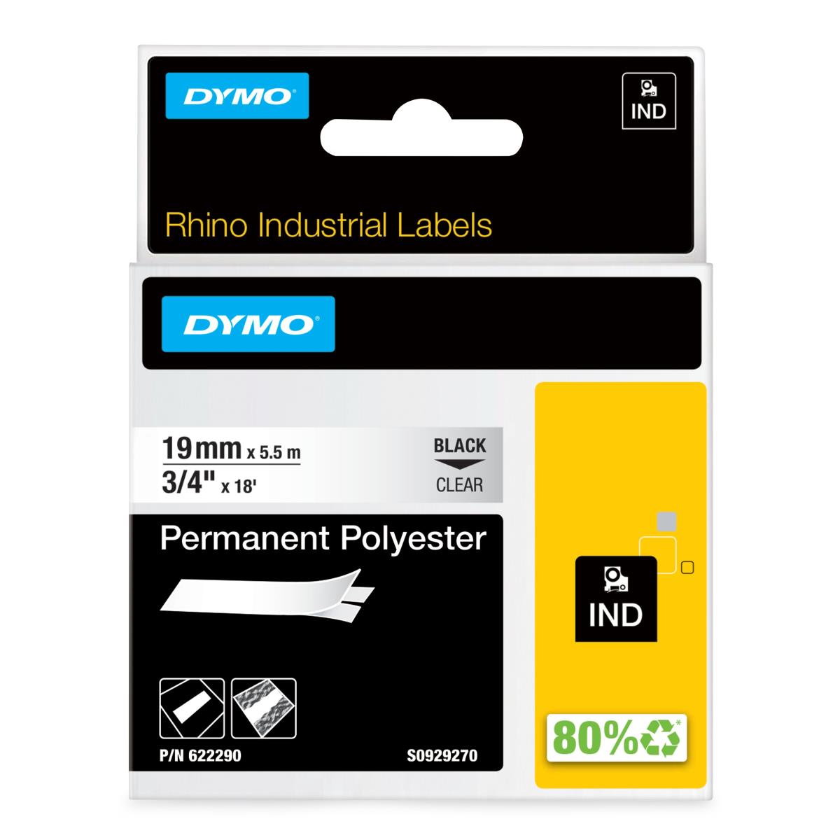 Rhino 19 Mm Perm Poly Black On Clear