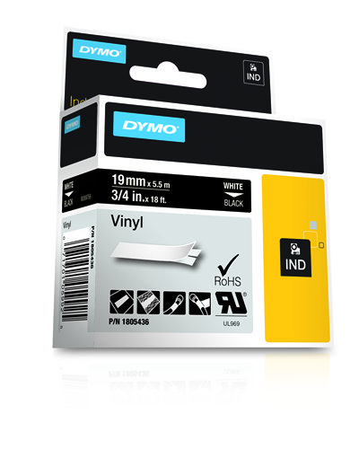 Rhino 19 Mm Vinyl White On Black