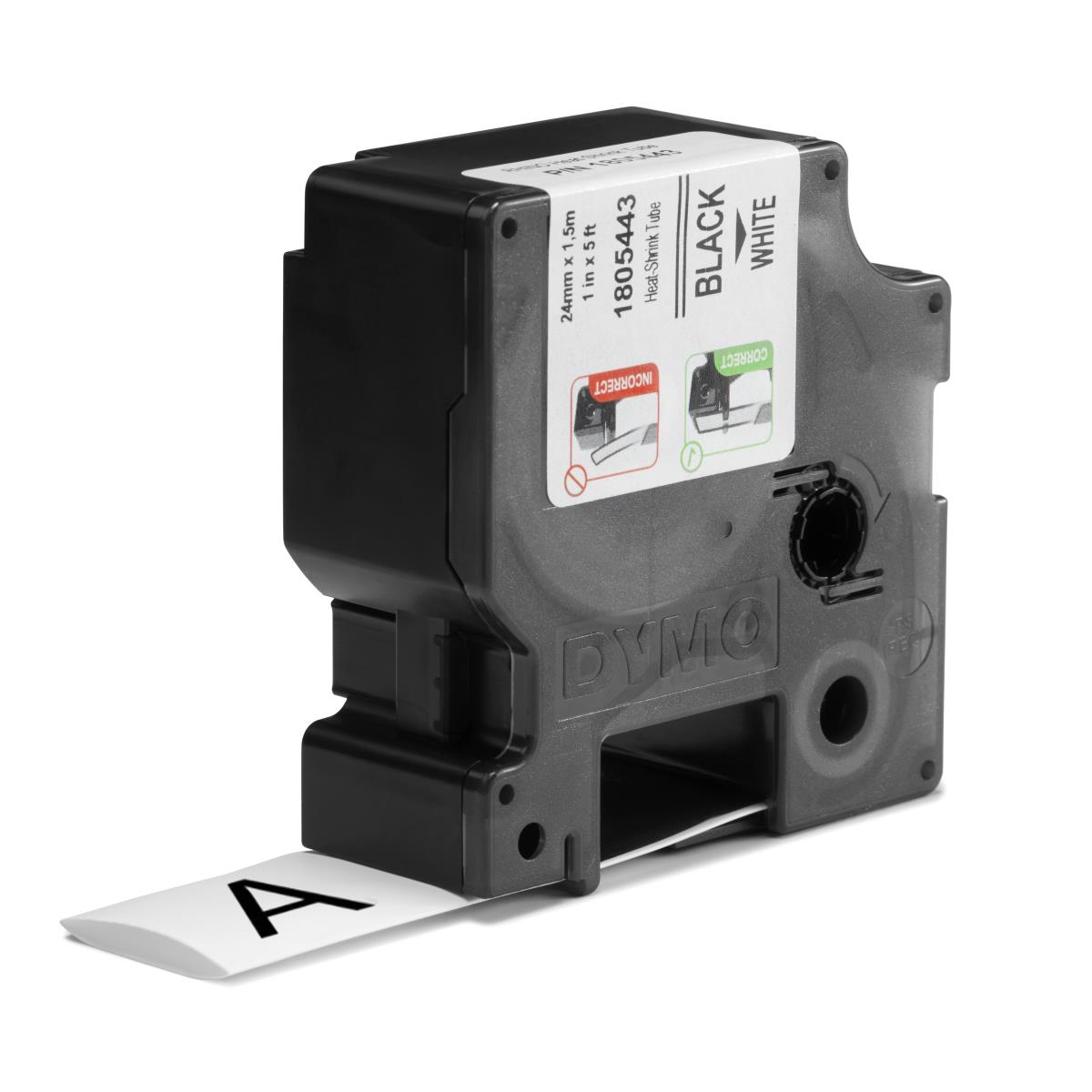 Rhino Tape - Heat-Shrink Label - Black on White - 24mm
