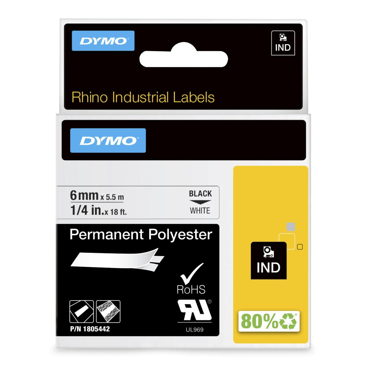 Rhino 6 Mm Perm Poly Black On White