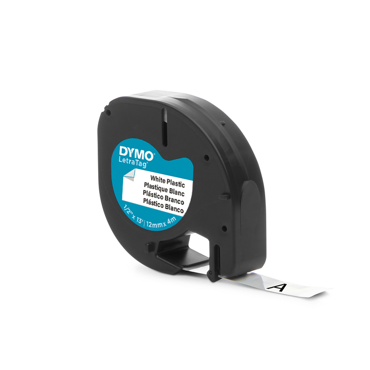 Plastic Letratag Tape 12mm White