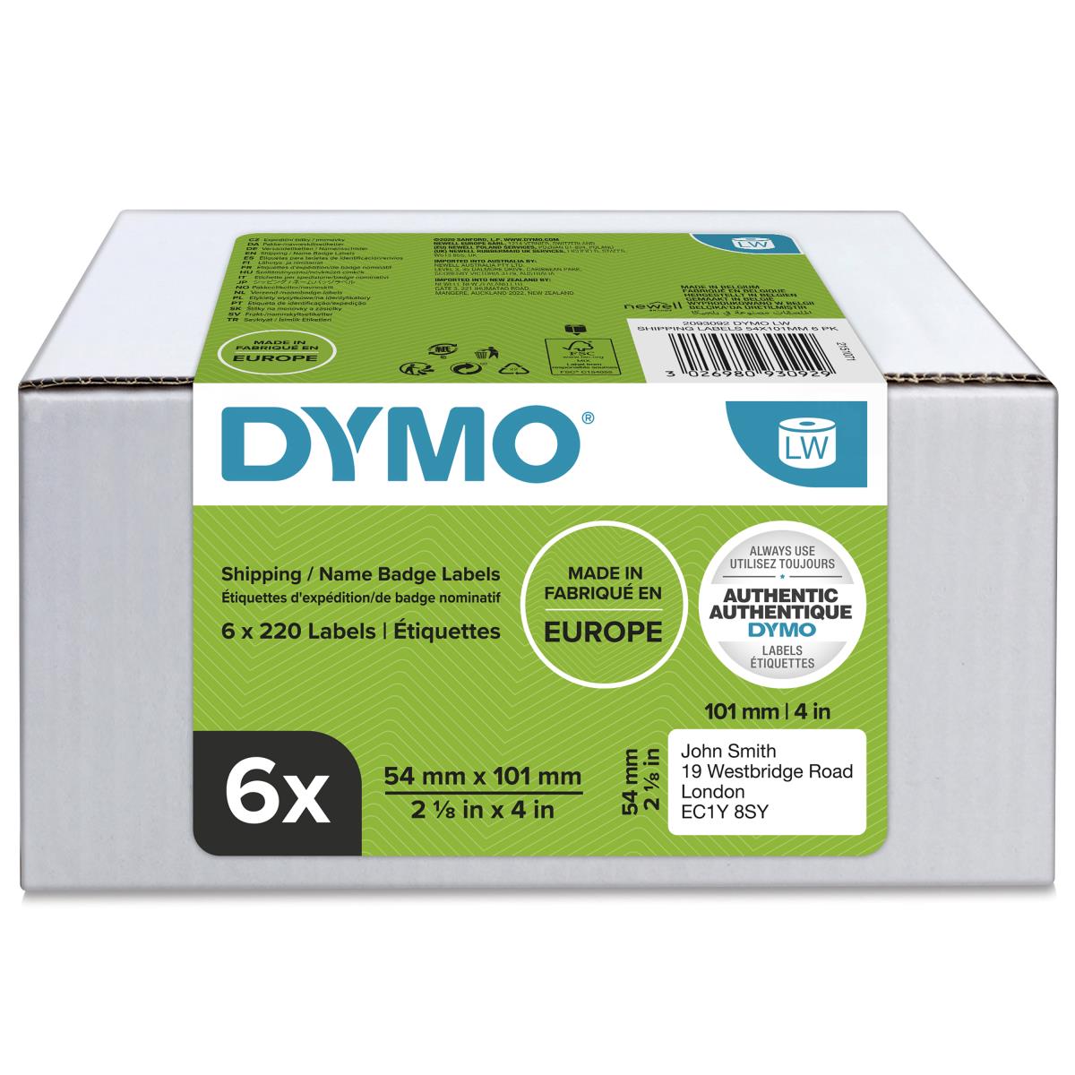 Labelwriter Shipping Labels 99014 54x101mm 6-pack