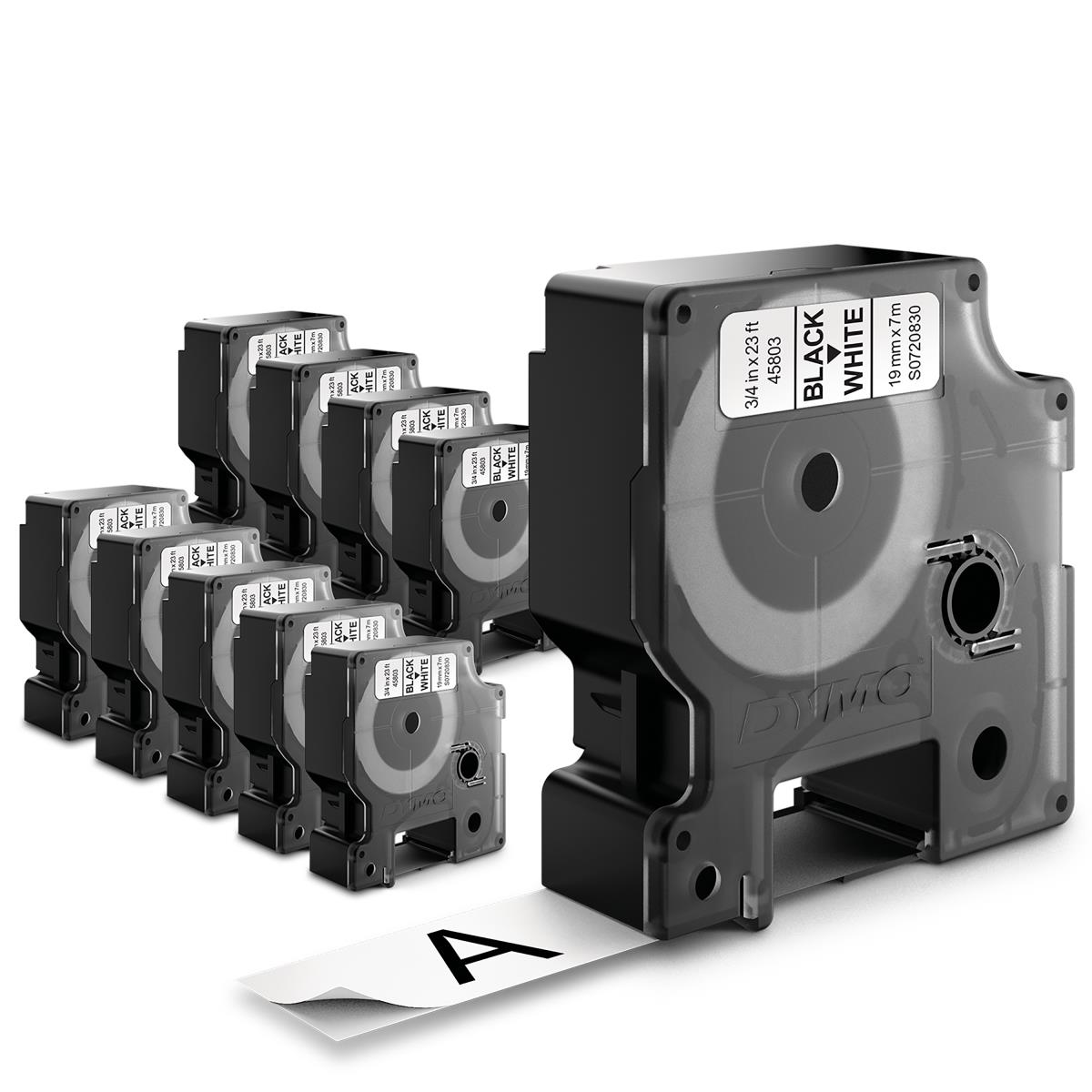 D1 Label Black On White 19mm Value Pack 10-pk