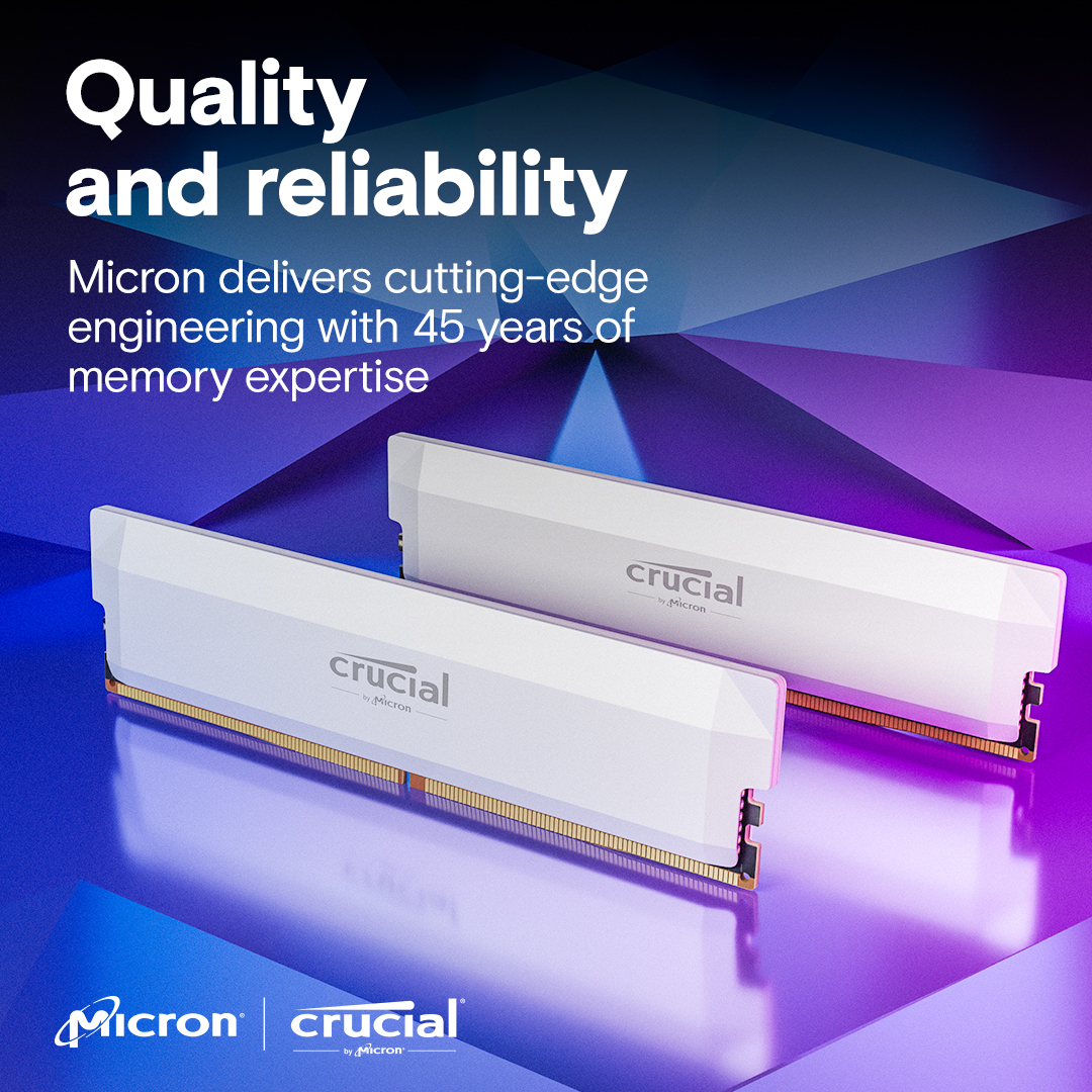 Memory - Crucial Pro OC 32GB Kit2X16 DDR5-6400 - White