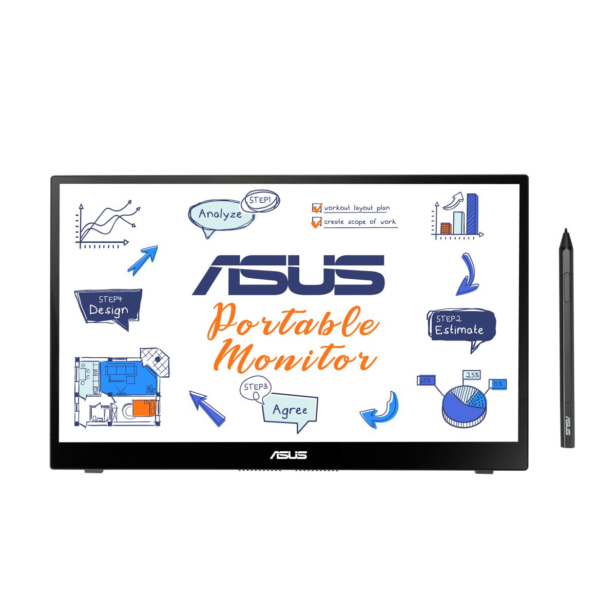 Portable USB-C Monitor - ZenScreen MB14AHD - 14in Touch - 1920x1080 (FHD) - Black