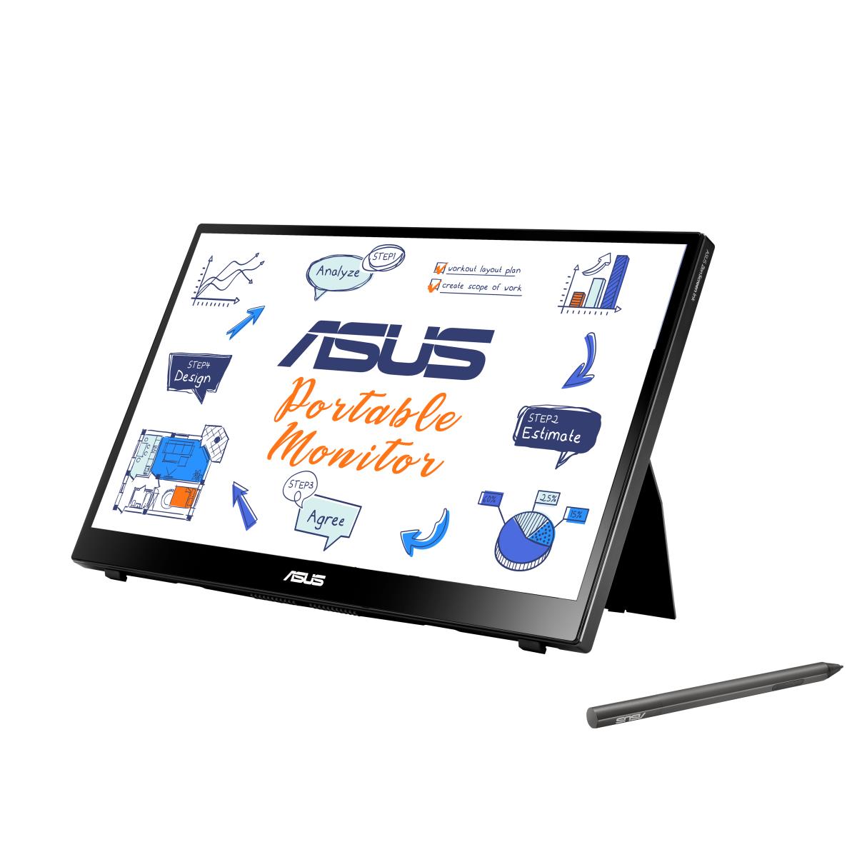 Portable USB-C Monitor - ZenScreen MB14AHD - 14in Touch - 1920x1080 (FHD) - Black