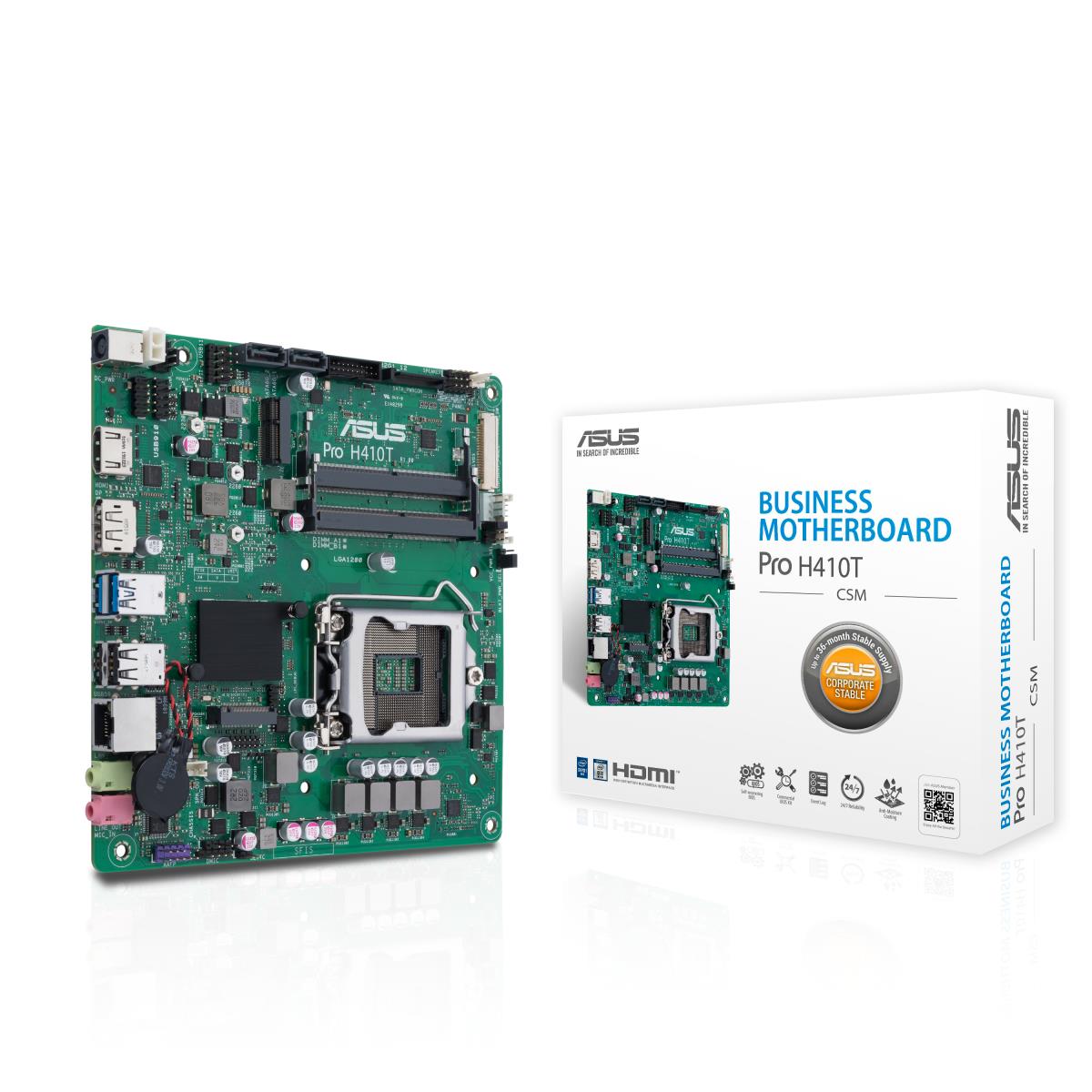 Motherboard PRO H410T/CSM miniATX +2GLN+U3.2 SATA6+4xDDR4