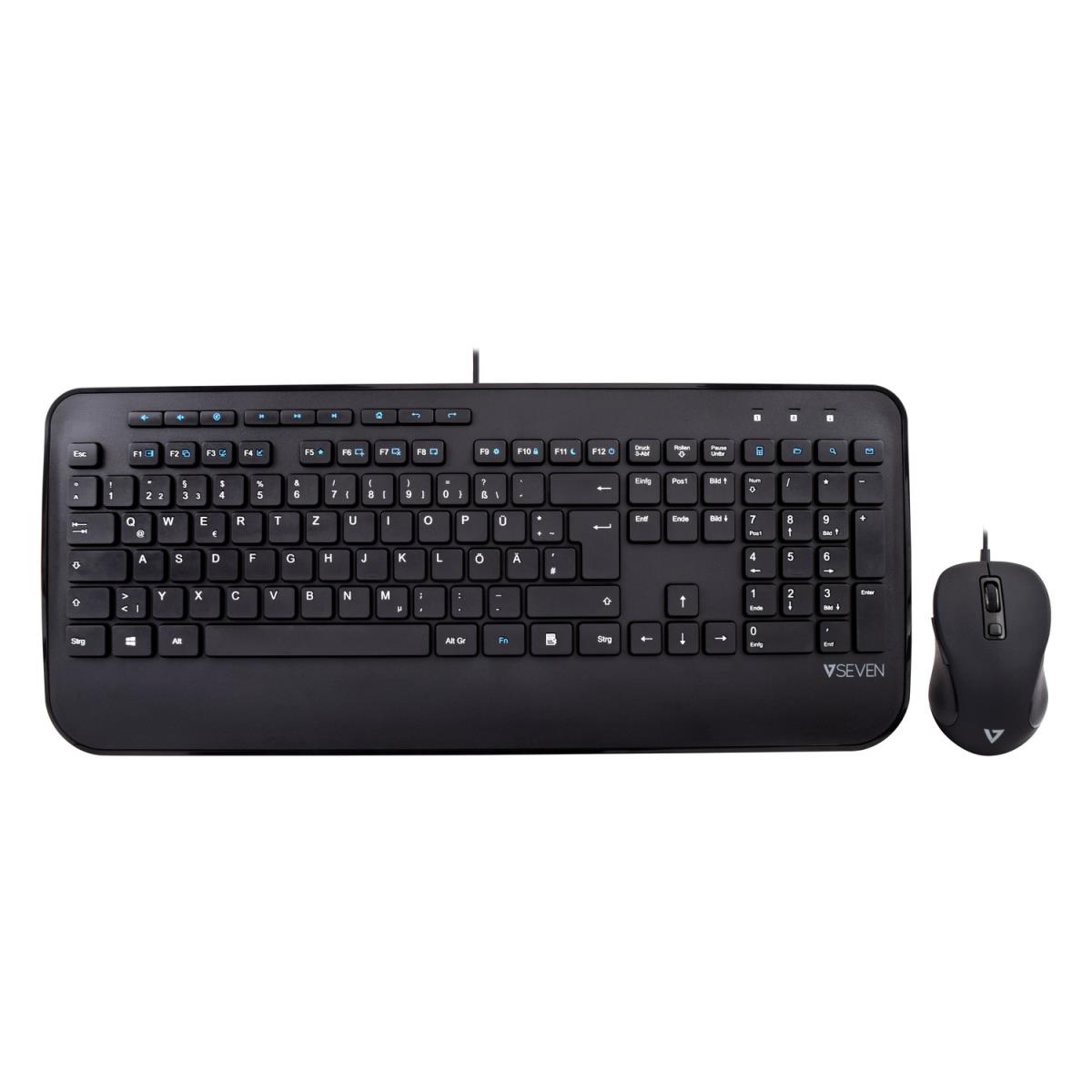 Full Size USB Keyboard With Palm Rest And Ambidextrous Mouse Combo - Qwertzu German