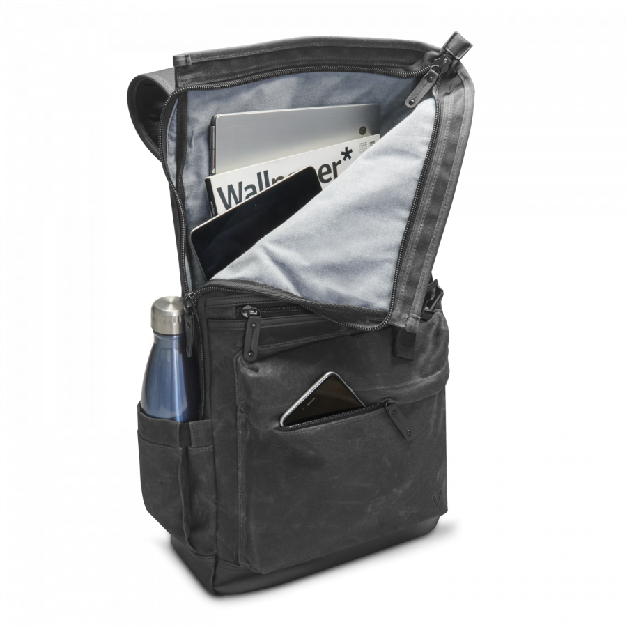 Elite Roll Top Canvas - 16in Notebook Backpack - Black