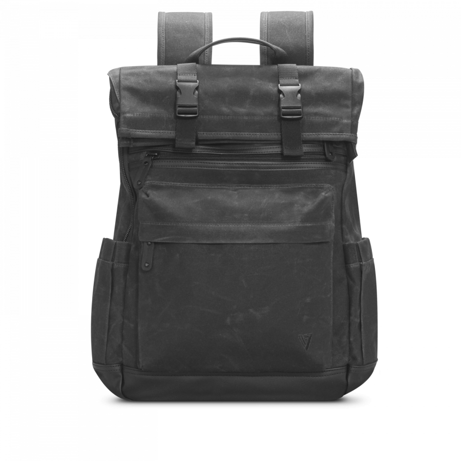 Elite Roll Top Canvas - 16in Notebook Backpack - Black